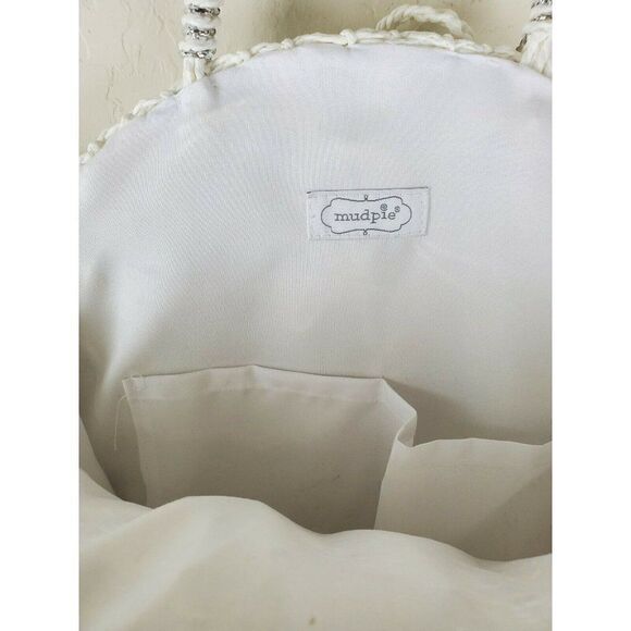 Mudpie white and silver wicker handbag shoulder strap and handles used 1x EUC - Picture 3 of 10